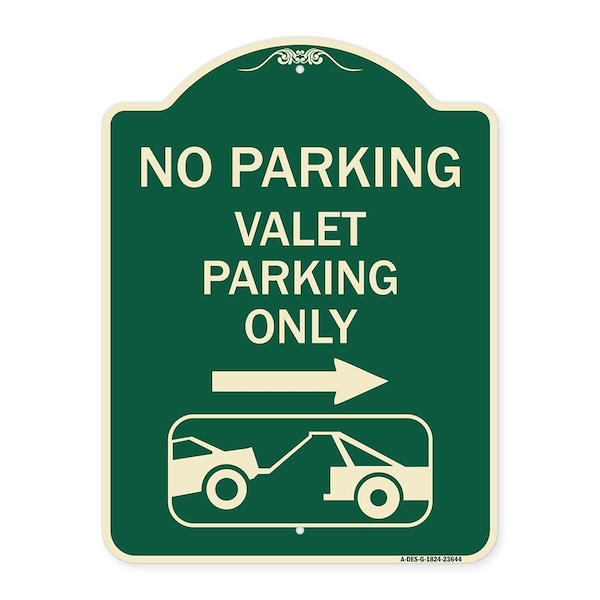 Signmission No Parking Valet Parking Only Heavy-Gauge Aluminum Architectural Sign, 24" x 18", G-1824-23644 A-DES-G-1824-23644 - main